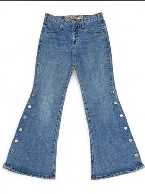 Jou Jou Light Blue Button-Side Flare Jeans